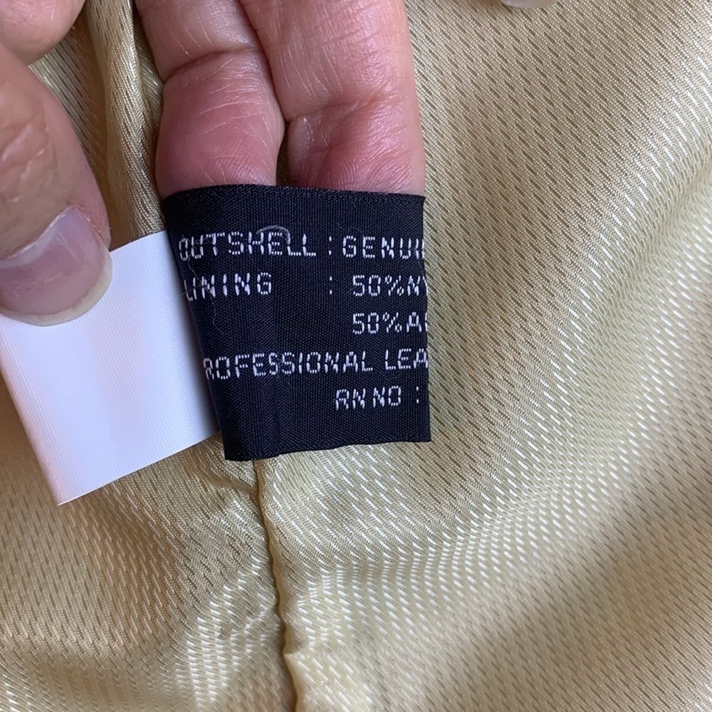 Adler Collection zippered beige leather jacket, Small - Picture 6 of 10